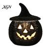 Seasonal Home Display Handwoven Pumpkin Basket with Witch Hat Lid, Rustic Wicker Trick Gothic Table Centerpiece or Treat Bucket for Indoor Outdoor
