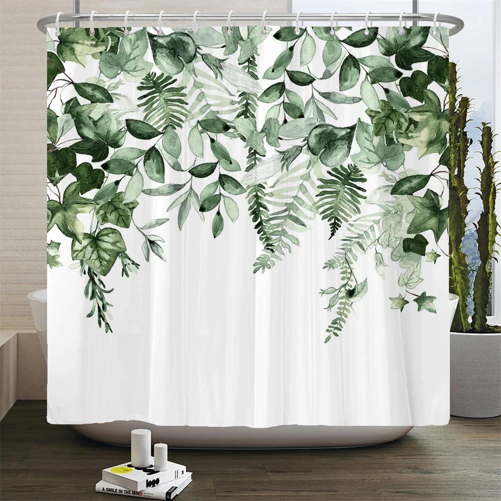 Stunning Watercolor Trees Print Water-resistant Shower Curtain with Artistic Design and Soft Colors for Vibrant Bathroom Decor
