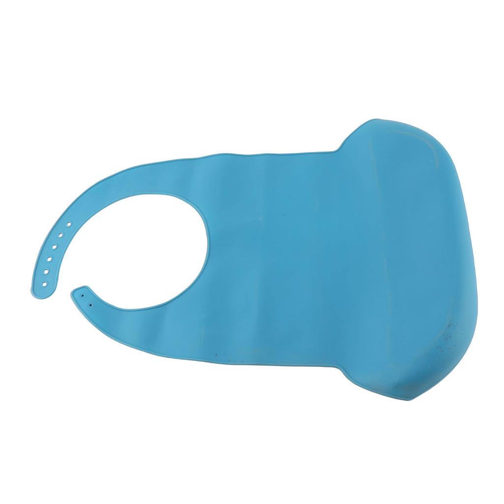 Adult Elderly Bib Waterproof Silicone Clothing Protector Eating Bib with Crumb CatcherBlue