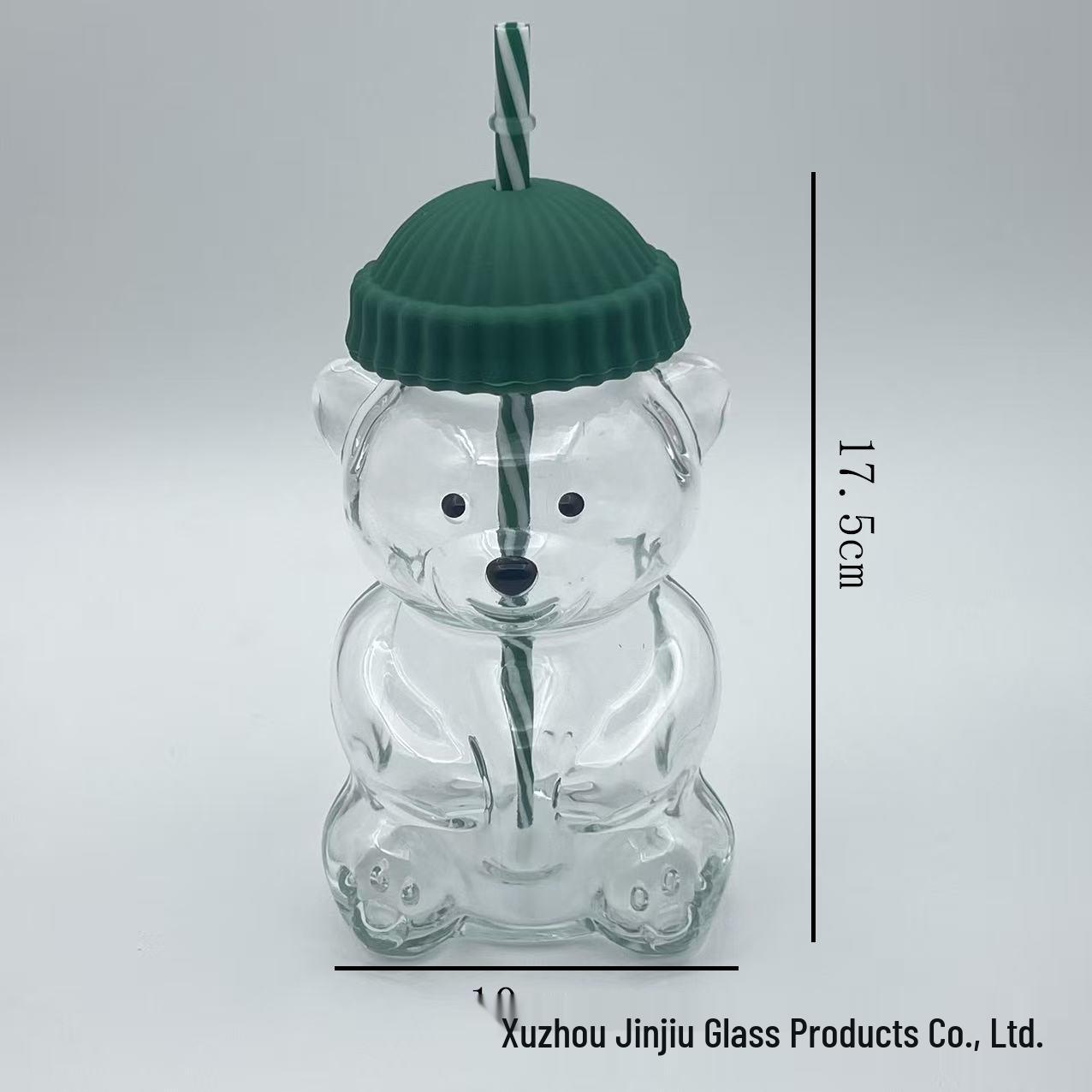 Кружка с рисунком медведя, с крышкой и трубочкой - Хит продаж, кружка для кофе 501-600mL зелёный