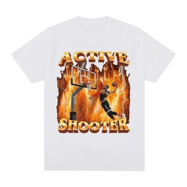 

Active Shooter Funny Meme Graphic T-shirt Men s and Women s Fashion Retro Short sleeved T-shirt Casual Large T-shirt Top 77899 4XL