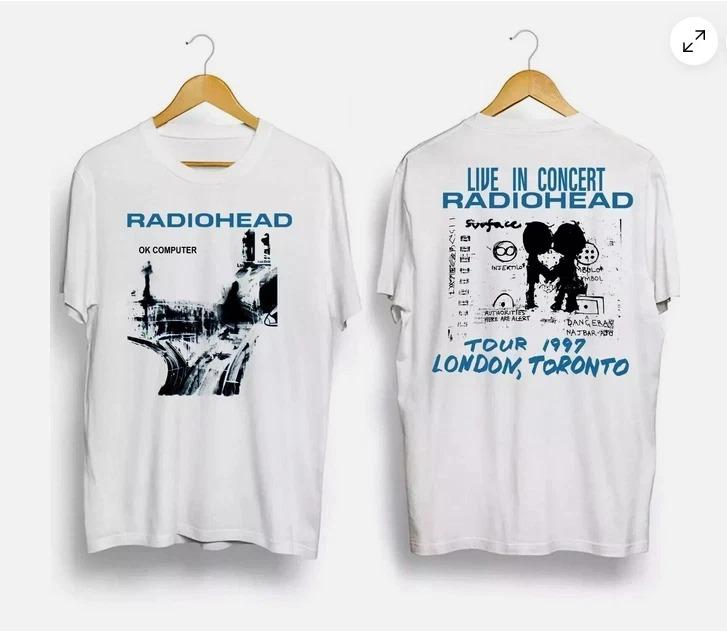 Rock Tops Super Elastic Casual Radiohead The Bends Vintag Tshirt Oversized Cotton Casual Round Neck Loose Female Male Clothing