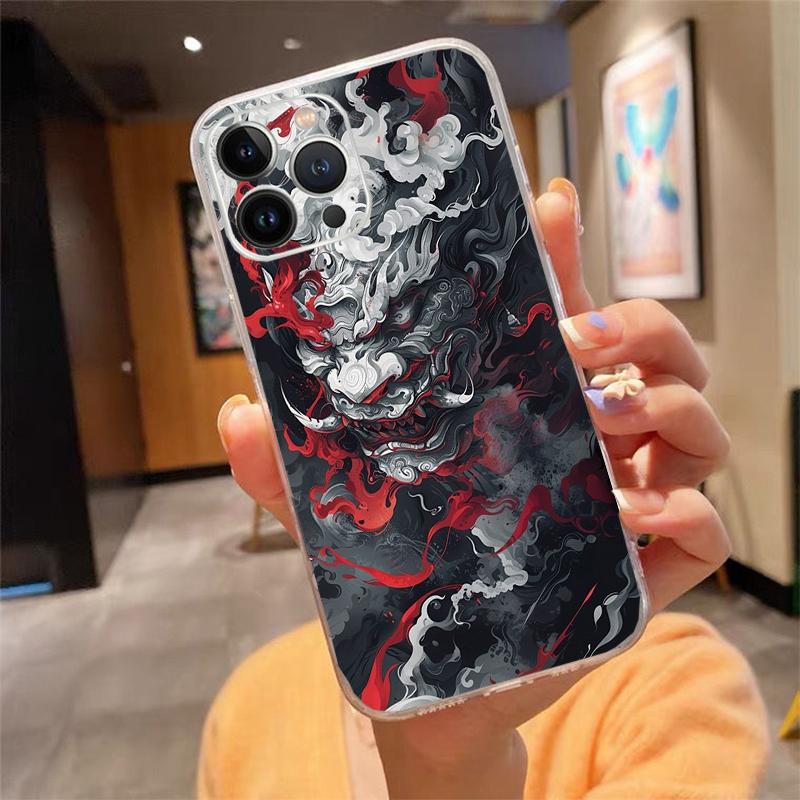 

Japanese Oni Mask Devil Art Phone Case Carcasa Funda For iPhone 17 Pro Max Air 17 16 15 14 13 Pro Max 15 16 Pro 15Plus iphone 13