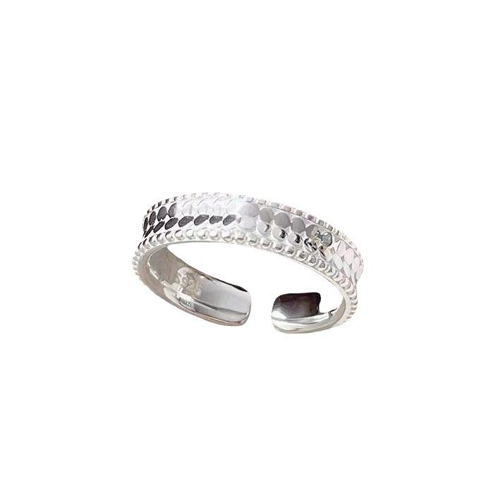925 Sterlingsilber Damen Glitzernder Schuppenring - Pinky- und Fingeraccessoire mit einfachem, hochwertigem, akribischem Design
