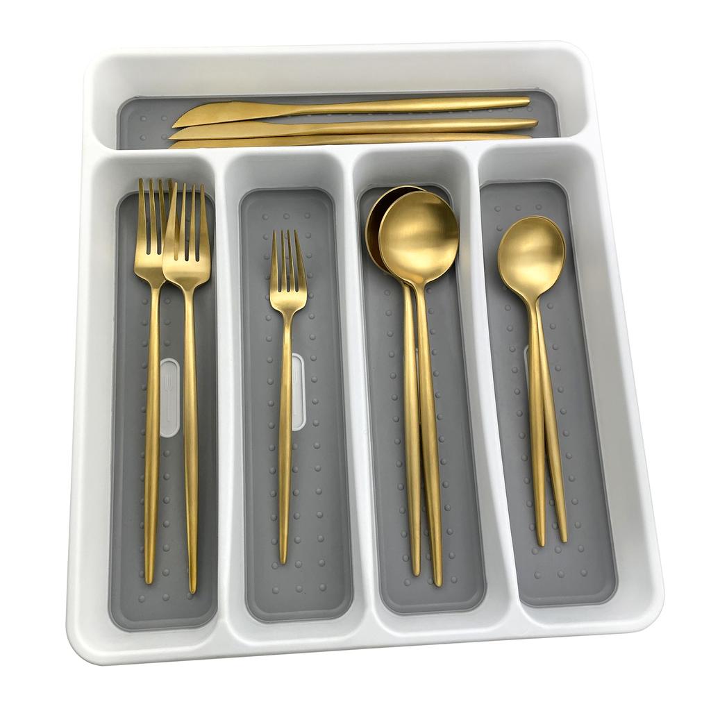 Plateau De Rangement Extensible Pour Argenterie, Organiseur De Tiroir De Cuisine Multifonction Pour Tiroir De Cuisine, Cuillère, Couteau Et Fourchette Pour Ranger Les Couverts