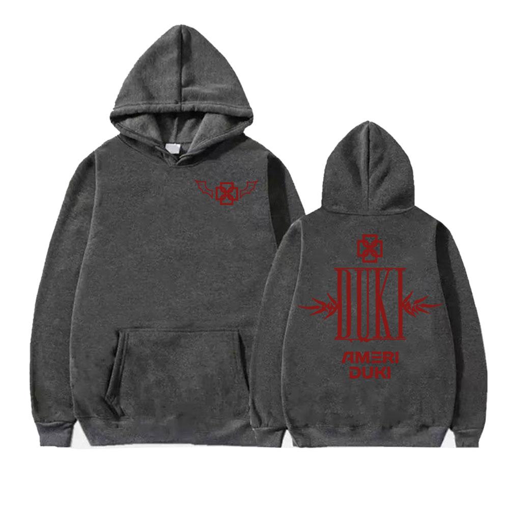 

Rapper Duki Ameri World Tour Letters Print Hoodie Men Women Fashion Retro High Quality Sweatshirt Hip Hop Style Cotton Pullovers 3XL