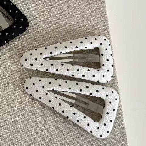 6pcs Fashion Fabric Polka Dot Triangle Hair Clip for Girls Barrettes Sweet Bangs Clips Hairpin Headwear Women Hair Accessories