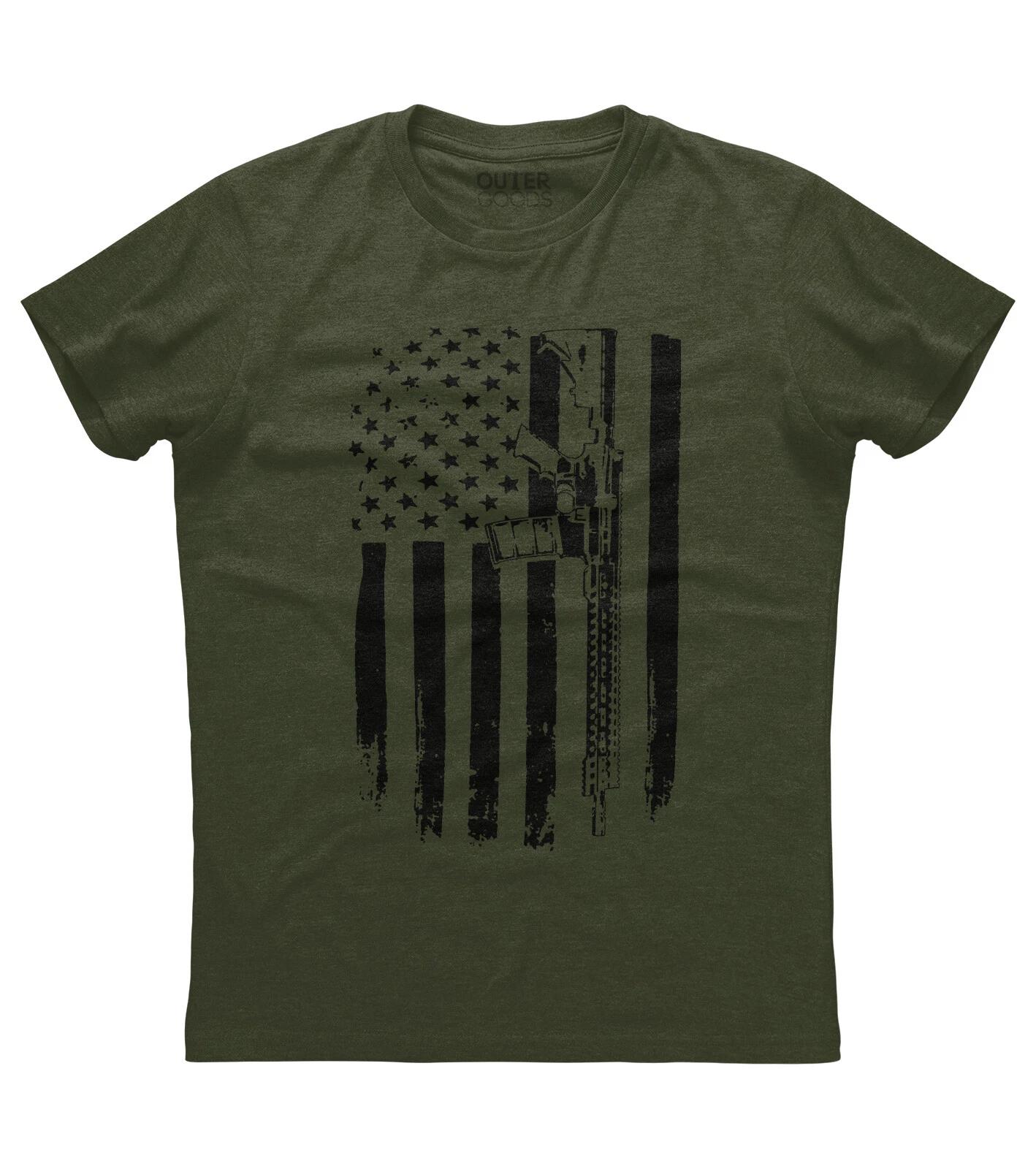 USA Flag AR15 Rifle 2nd Amendment Military Patriotic T-shirt XL