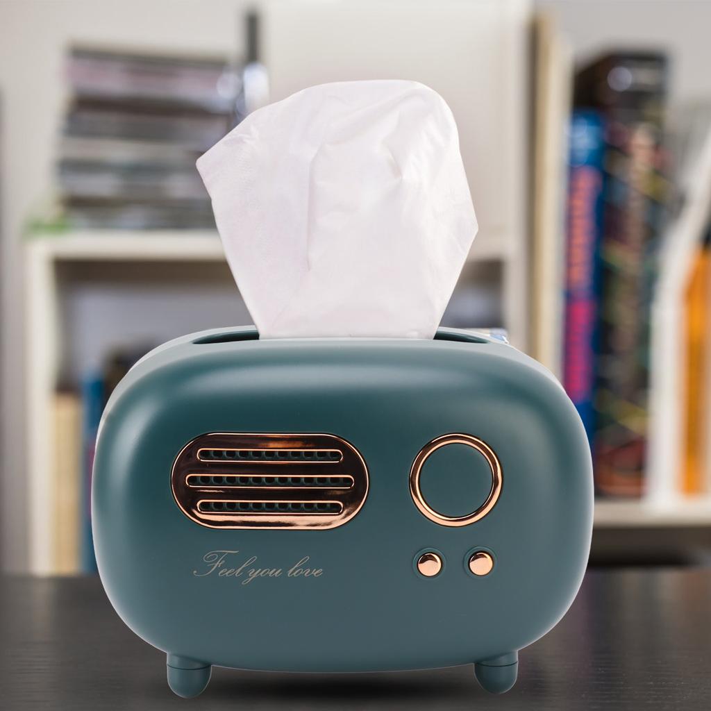 Retro Radio Model Tissue Box Desktop Paper Holder Vintage Dispenser Storage Napkin Case Organizer Wet Wipes Decoration Box