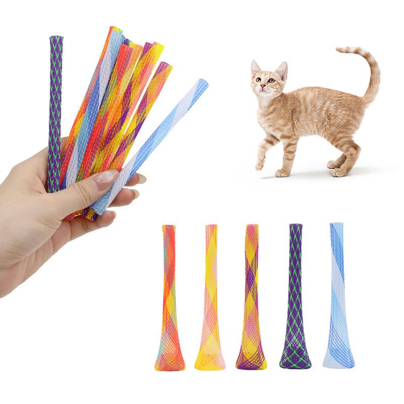 New pet products cat toys cat grinding claws biting toys telescopic elastic colorful spring tube