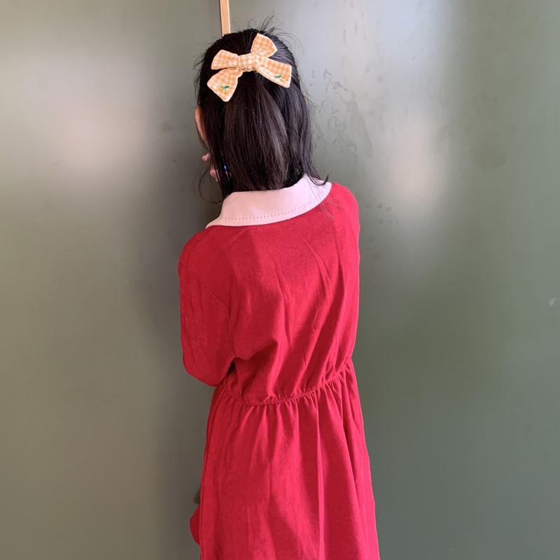 Cherry Bow Embroidered Hair Clips for Girls - Autumn & Winter Academy Style