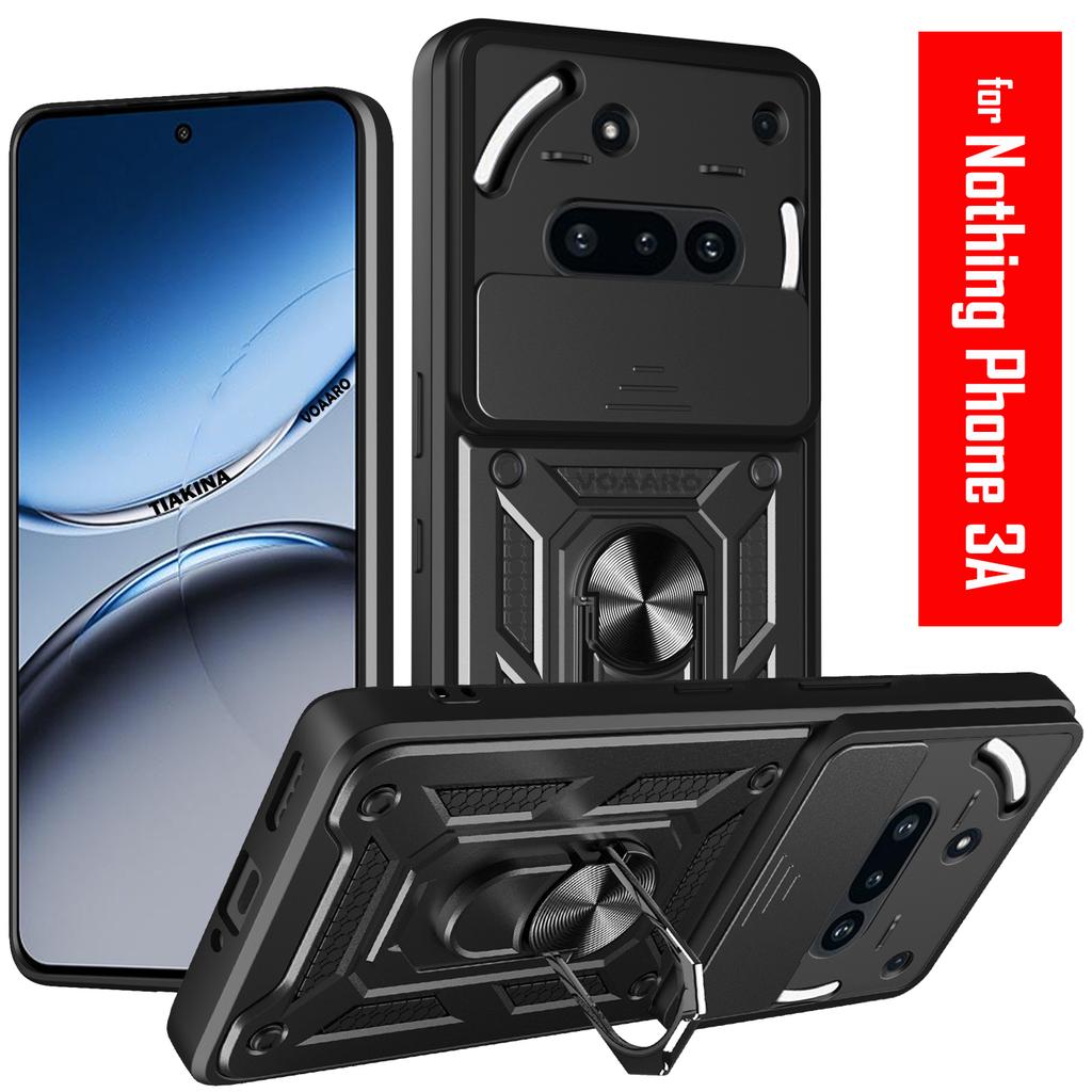 Slide Camera Lens Armor Funda for Nothing Phone 3A Case for Nothing Phone 3A Case Magnetic Ring Stand Holder Anti-knock Cover