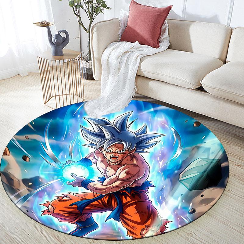 Son Goku,Round Area Rug,Carpet Rug for Living Room Bedroom Sofa Playroom Decor,Non-slip Floor Mat