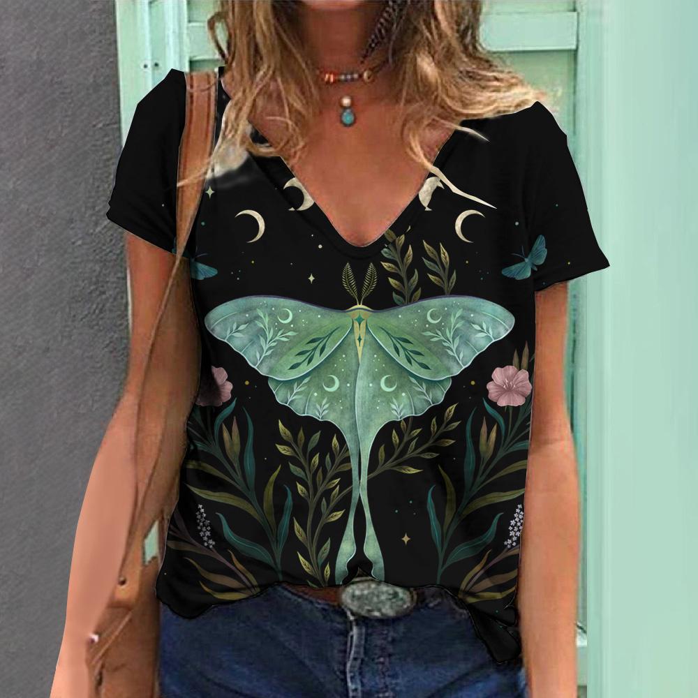 

Bufferfly Print Fashion Женская блузка 2023 Футболка Топ Женские топы с коротким рукавом Футболки 3D Print Женская одежда Футболка Свободные футболки 3XL