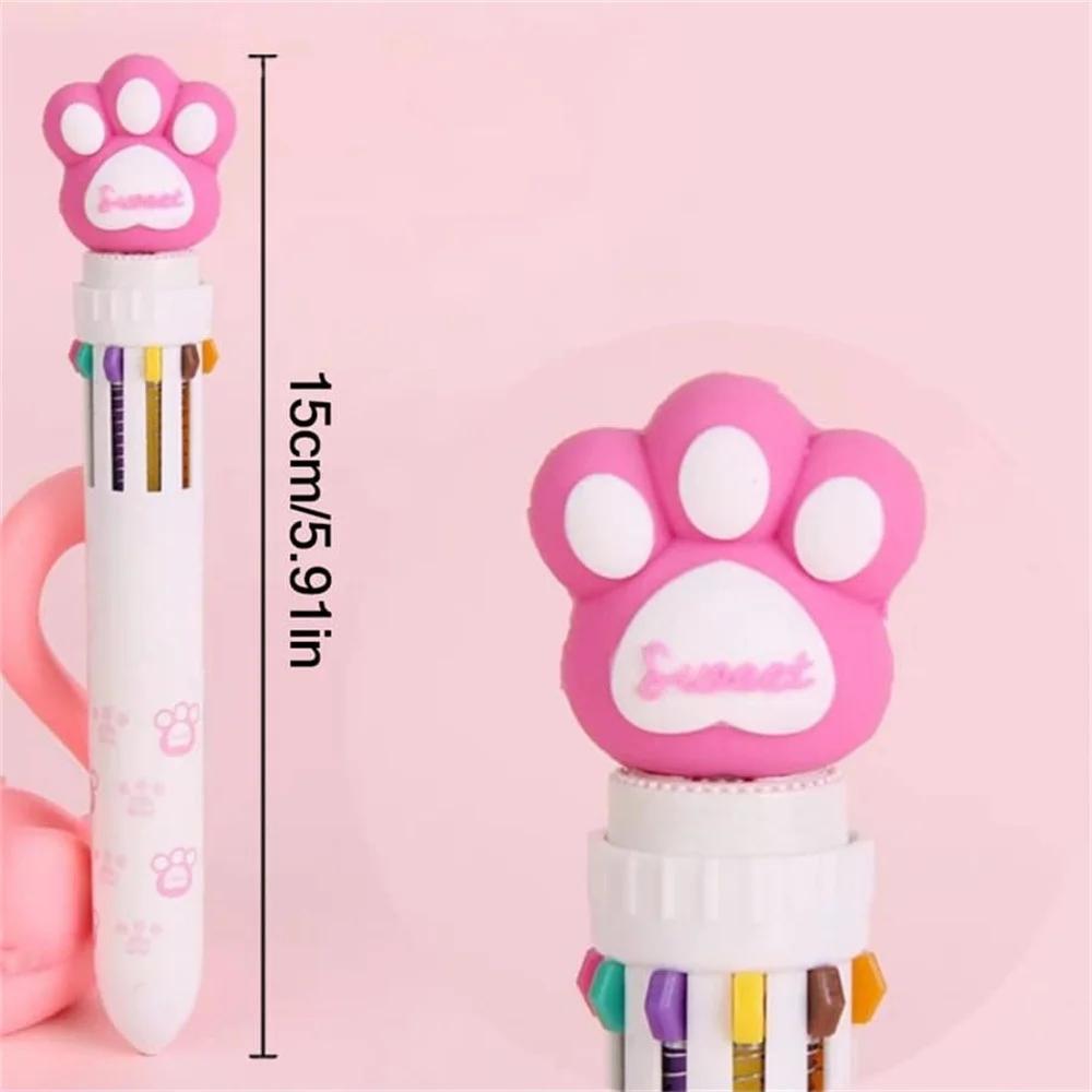 Paw Print Unicorn Ten Color Ballpoint Pen Cartoon Kawaii Multi-color Students Gel Pen Stationery Rainbow Write Cute Pens