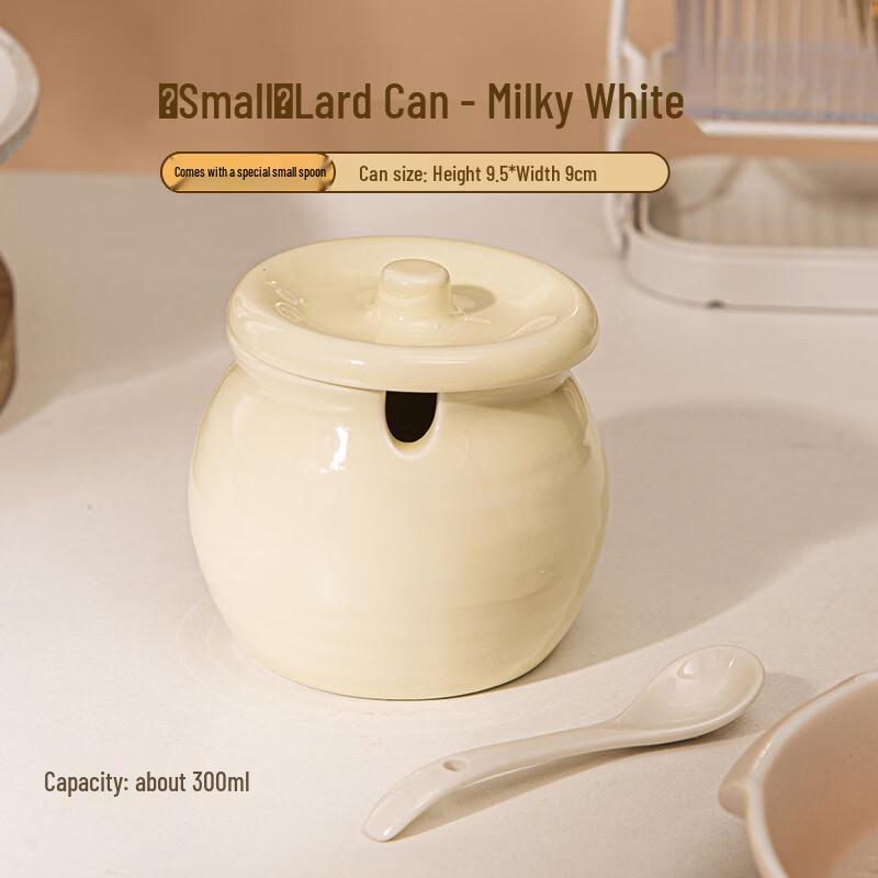 Ceramic Lard & Condiment Jar with Lid and Spoon