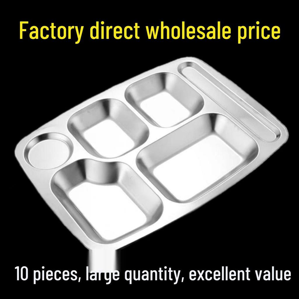 304 Stainless Steel Compartment Meal Tray for Kindergarten Students, Adults, and Canteens