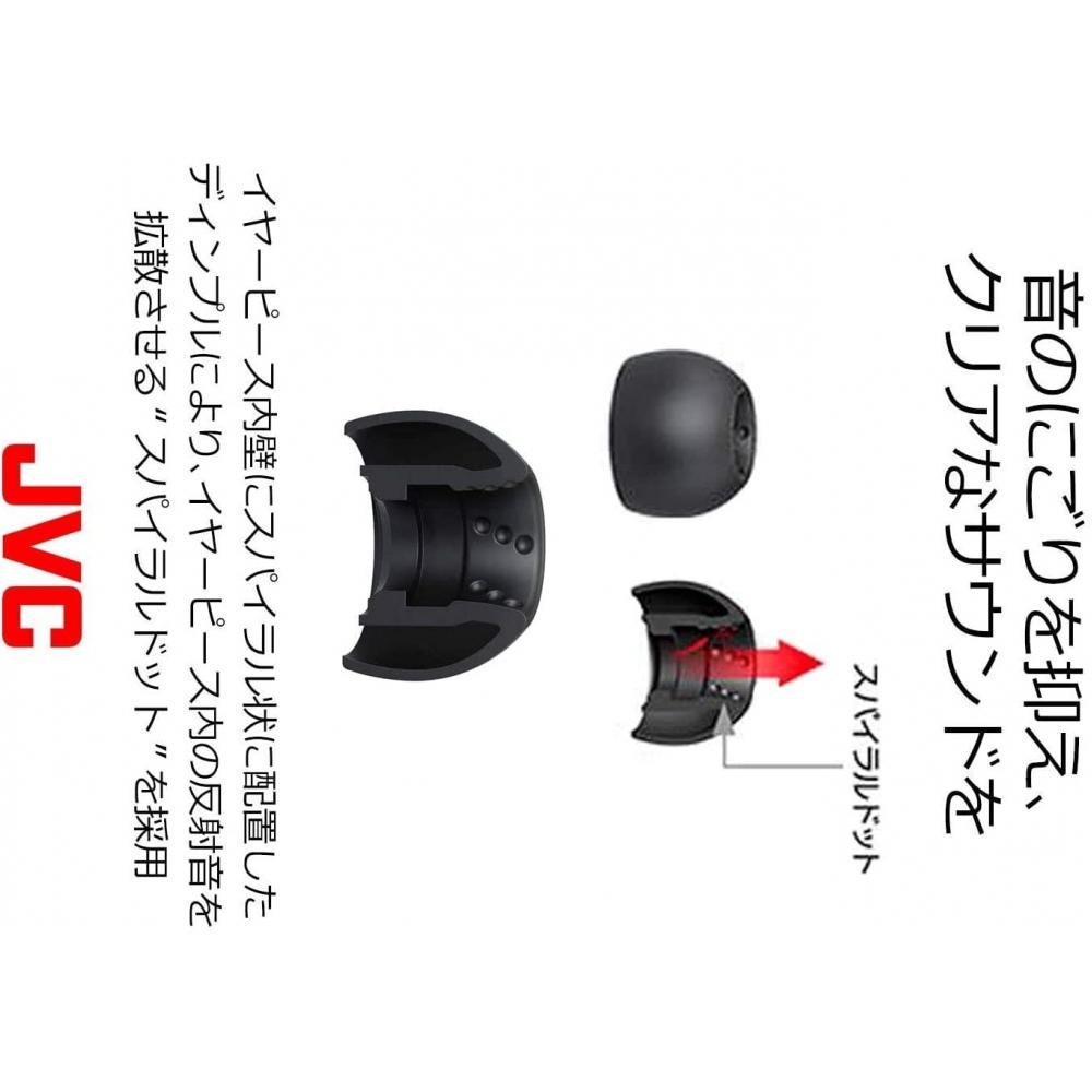 JVC Kenwood JVC EP-FX9ML-B Replacement Earpiece Spiral Dot 6 Pieces ML Size Black