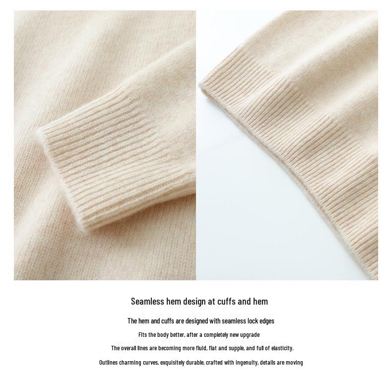 Women's High-Neck Cashmere Knit Sweater - Soft, Warm, Loose Fit for Autumn/Winter