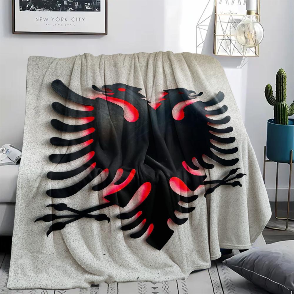1pc Republic of Albania Print Flannel Blanket, High Quality Comfortable for All Seasons, Home Decor, Warmth and Comfort, Perfect for Christmas Gifts79