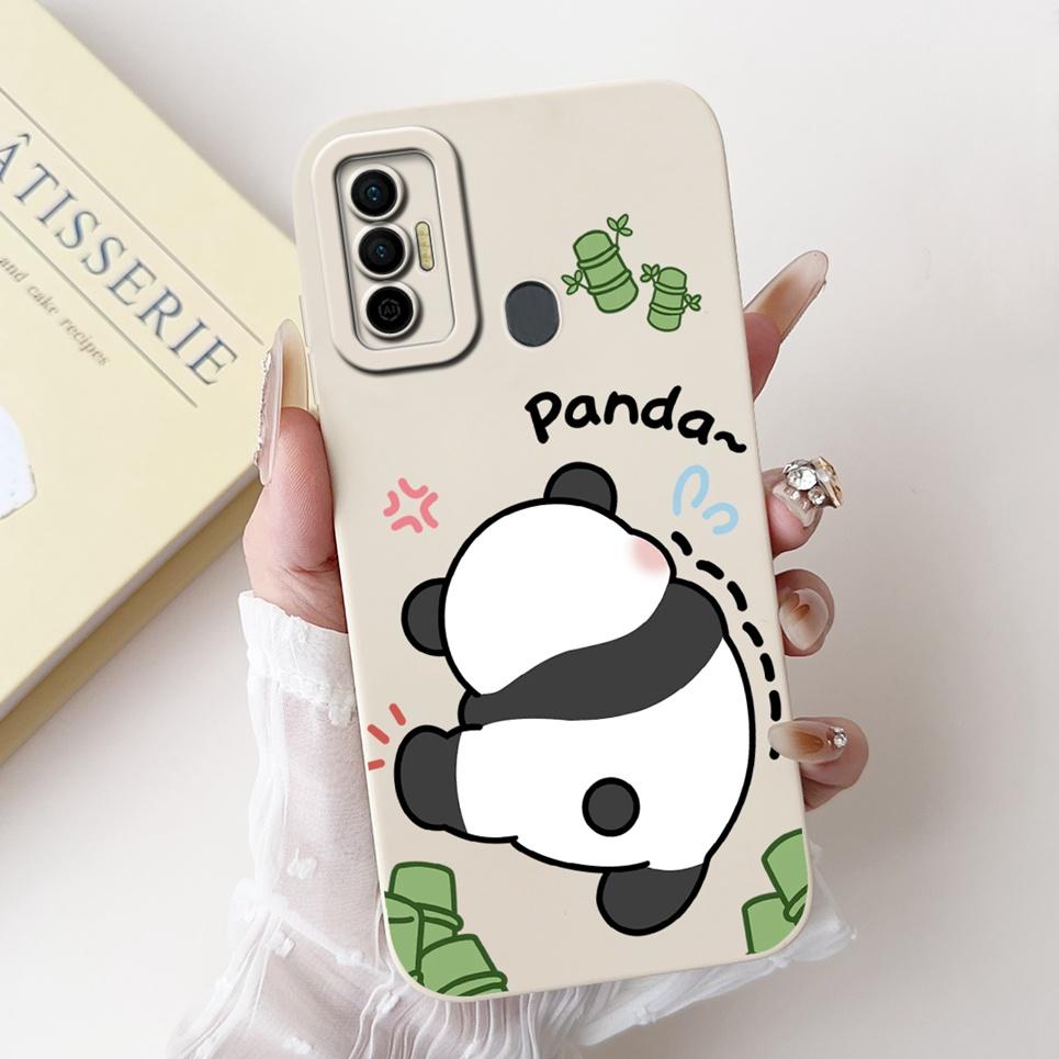 

Soft Liquid Silicone Bumper For Tecno Spark 7 Phone Cover Tecno Spark 7 Pro 7T 7P Case Black Cat Panda Cute Cartoon Funda Spark Pro