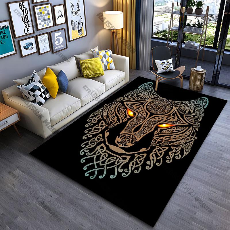 Mystical Wolf Tribal Design Carpet Yoga Living Room Room Decor Children's Crawling Mat Doormat Area Rug Games Mat