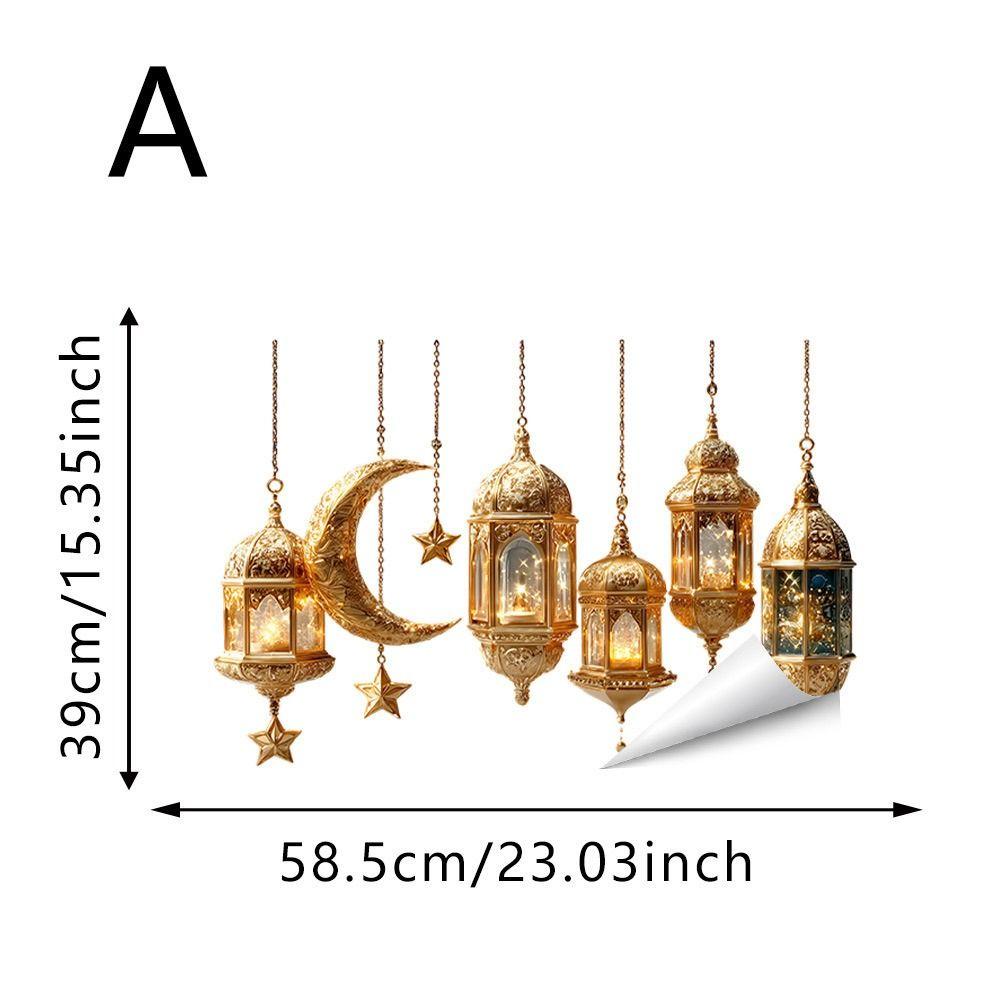 Multicolor Eid Mubarak Wall Stickers Star Moon DIY Ornament Ramadan Kareem Decals Eid Al-fitr Lantern Castle Wall Mural