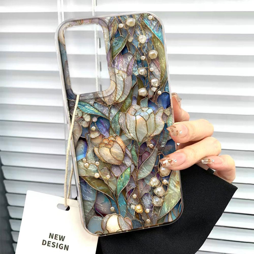 Phone Case For Samsung Galaxy S24 S26 Ultra S22 S23 S21 Plus S20 FE Korean Retro Artistic Gradient Rose Flowers Women Tpu Cover Shockproof Silicone