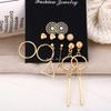 6 Pairs Women Fashion Hollow Out Geometry Fringed Ear Stud Set
