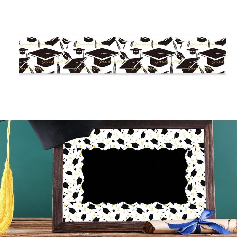 59ft Graduation Border Sticker 75mm Wide Border Trim Sticker for School Party Classroom Chalkboard Whiteboard Decoration