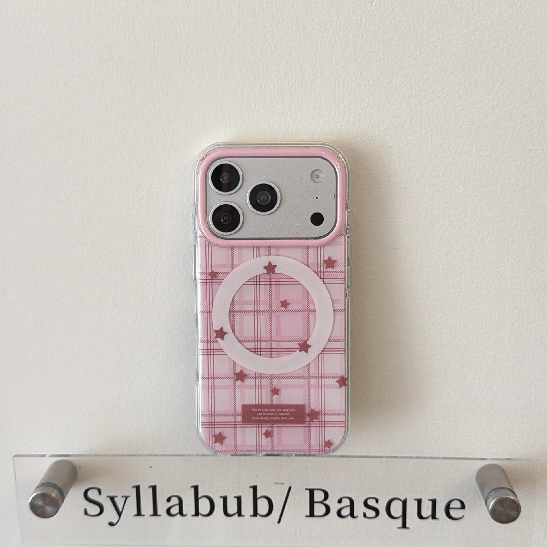 

Pink Star Magnetic Mirror Phone Case for iPhone 17/16 Pro Max iPhone 15