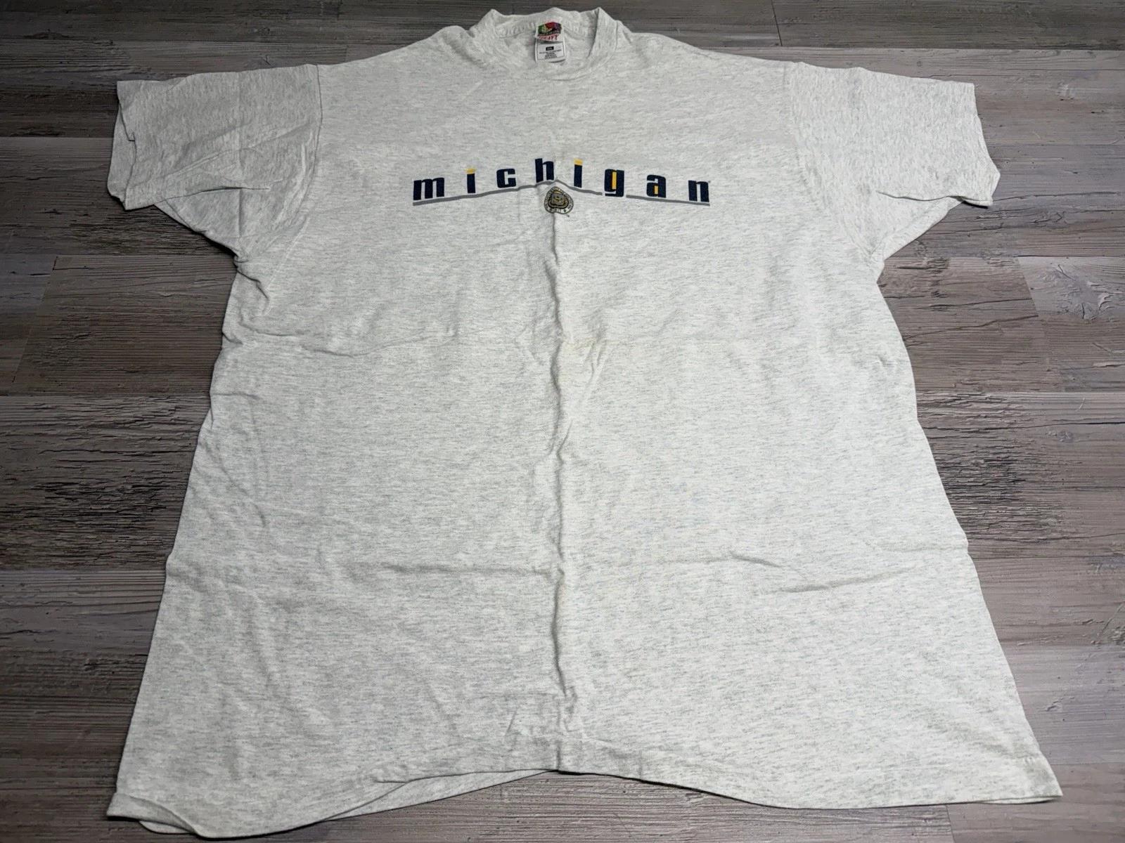 Vintage 90s University of Michigan T-Shirt Single Stitch College Tee Size 2XL 3XL