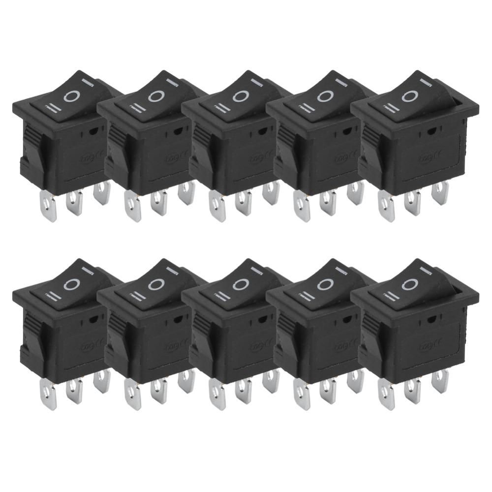 10Pcs KCD1 Boat Rocker Switch 3 Pin 3 Position Toggle ON-OFF-ON Mini Rocker Switch  Auto Toggle