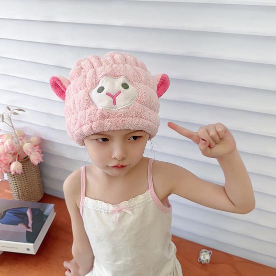 Hair Dry Hat Cartoon Quick-dry Strongly Absorbent Non-shedding Coral Fleece Cute Sheep Dry Hair Towel Bathroom Supplies