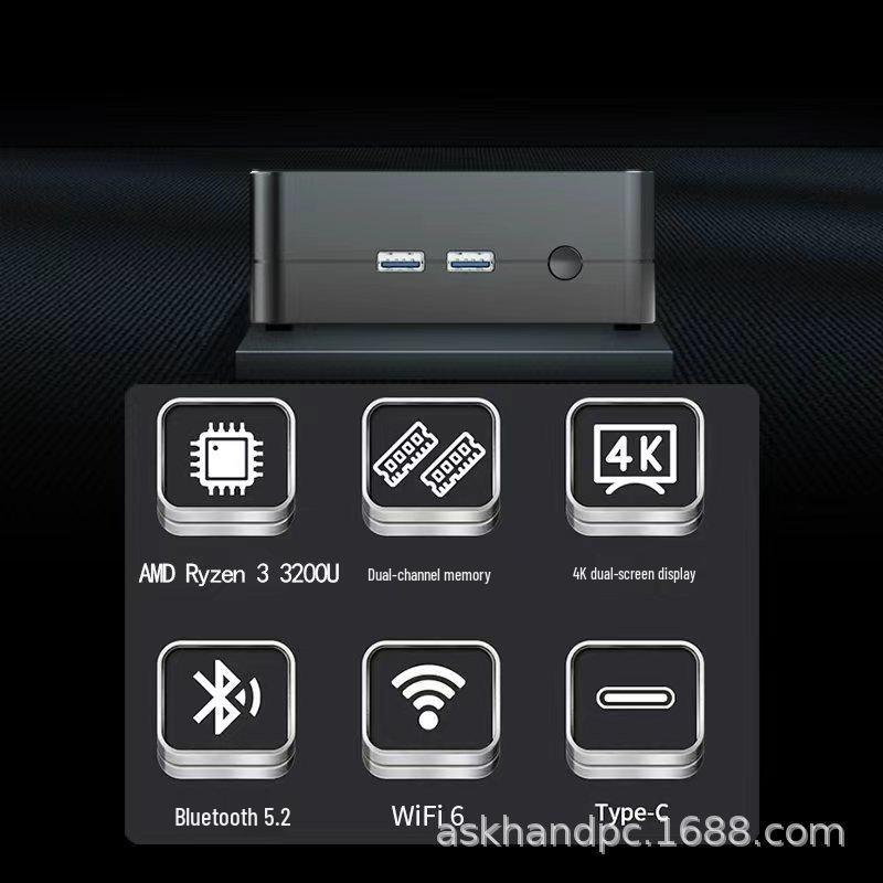 AMD Ryzen R3-3200U Mini-PC: Tragbarer Computer für Büro, Gaming und KI-Programmierung