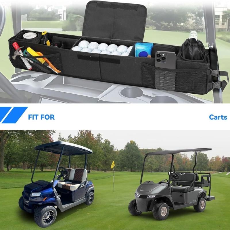 Foldable Golf Cart Organizer With Heavy Type Polyester Large Storage Space Easy Setups Stable Attachments