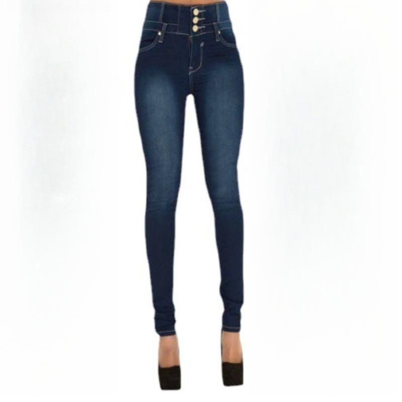 High Waisted Button Down Pencil Jeans