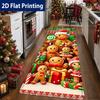 Christmas Gingerbread Man Runner Rug Soft Floor Mat Holly Candy Cane Print Carpet Xmas Decor for Bedroom Hallway Entryway