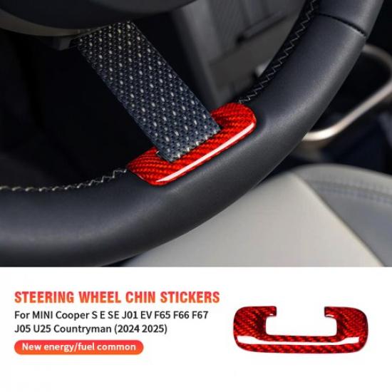 Real Carbon Fiber Car  Steering Wheel Chin Sticker For Mini Countryman Ev 24 25