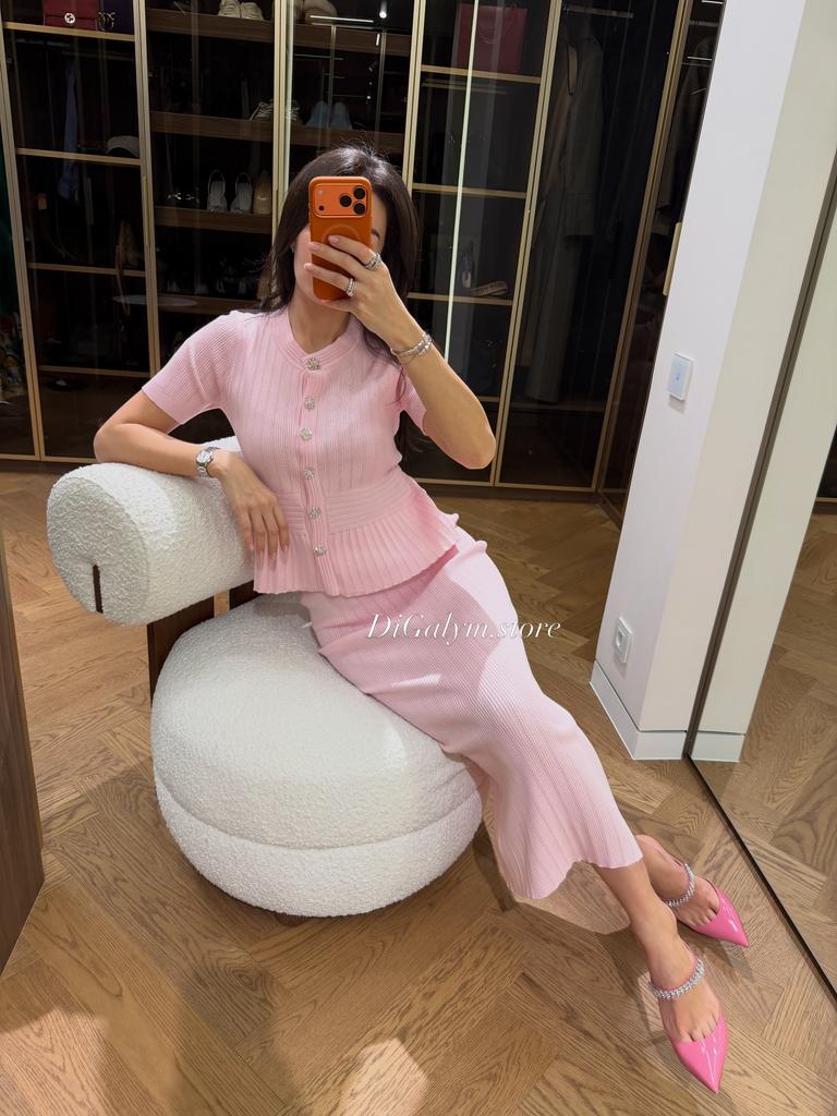 2026 New Crew Neck Button Down Cardigan Set Casual Solid Two Piece Outfit for Women Spring Summer