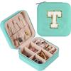 Large Capacity Jewelry Box for Stud Earrings and Rings - Portable Leather Storage with Letter Design