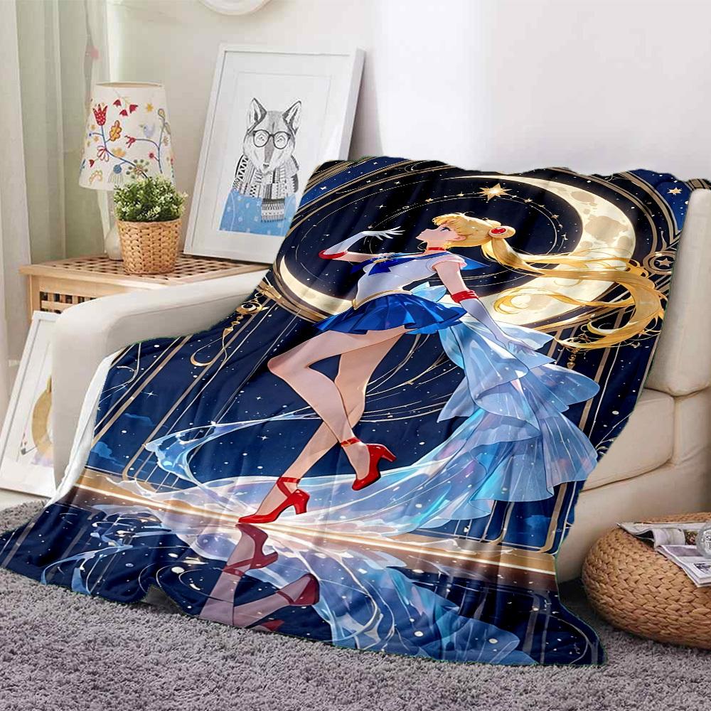 1 szt. Koc flanelowy Sailor Moon [Przytulny koc narzutowy] Na sofę, łóżko, podróż, kemping, salon, biuro, kanapę, krzesło i łóżko