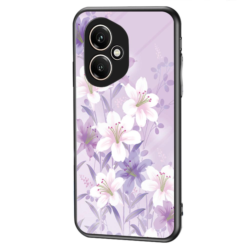For Honor 400 5G (Global) Case Floral Pattern TPU+Tempered Glass Protective Phone Cover