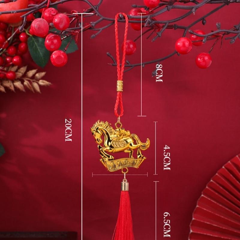 2026 Year of the Horse Wall Hanging Ornament Red Gold Car Interior Pendant Lucky Mascot New Year Housewarming Gift Decoration