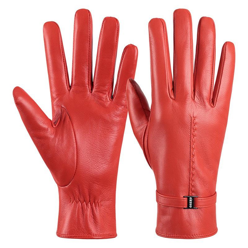 Womens Genuine Sheepskin Lined Winter Gloves Touchscreen Windproof Waterproof Driving Cycling Commuting