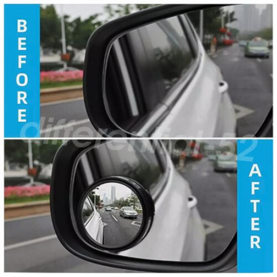 Fit Car 2Pcs Blind Spot Mirrors Round HD Glass Convex 360° Side Rear View Mirror