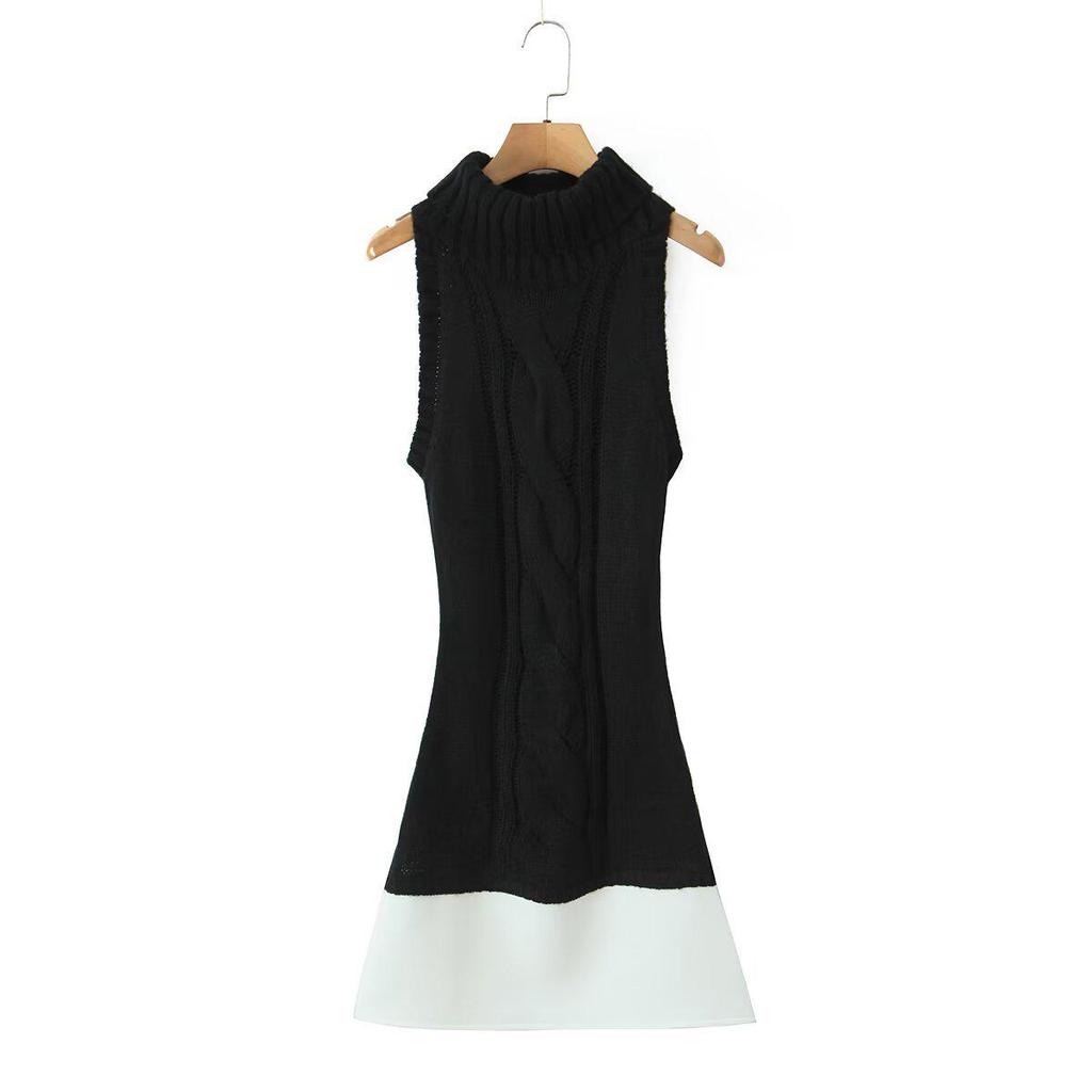 Europäisch-Amerikanisches Damenmode Patchwork Strickkleid