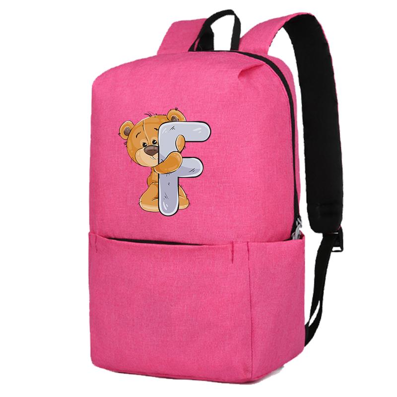 Încântător ursuleț cu 26 de litere englezești, geantă de școală pentru fete, rucsacuri de pânză pentru cosplay, pentru copii, geantă pentru copii înapoi la școală