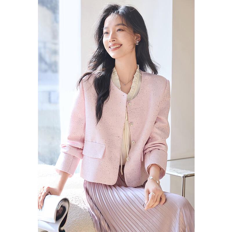 VICTORIA&VERA Women's Elegant Shimmer Textured Jacket