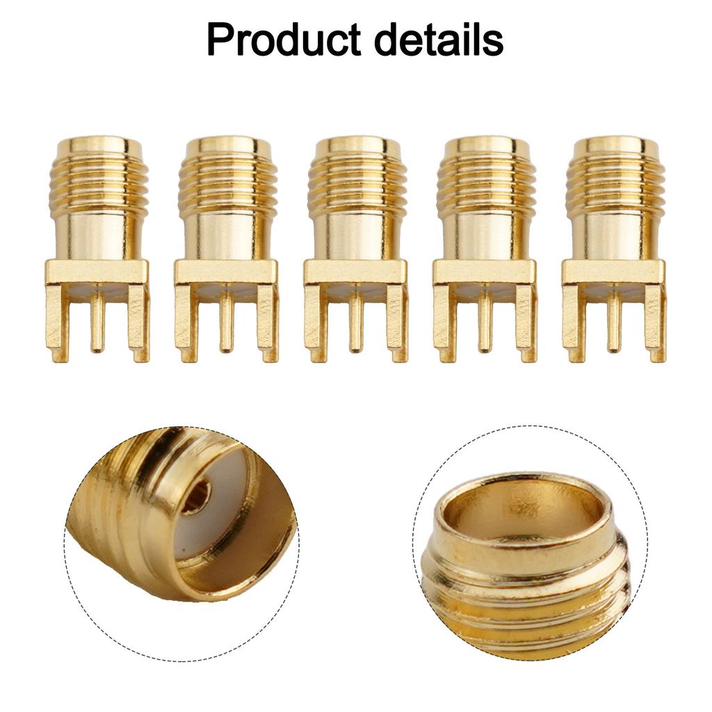 Pack of 5 For SMA RF Coax Female Socket PCB Mount Connectors 4mm Hole Solder Type for External Antenna and Mini Wave Equipment